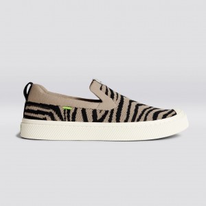 Cariuma Low Top Bamboo Weave Knit Vegan IBI Slip-On Dame Zebra Print | 029GJVRSX