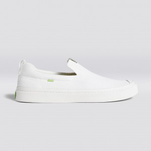 Cariuma Low Top Bamboo Weave Knit Vegan IBI Slip-On Dame Hvide | 139NYBMUH