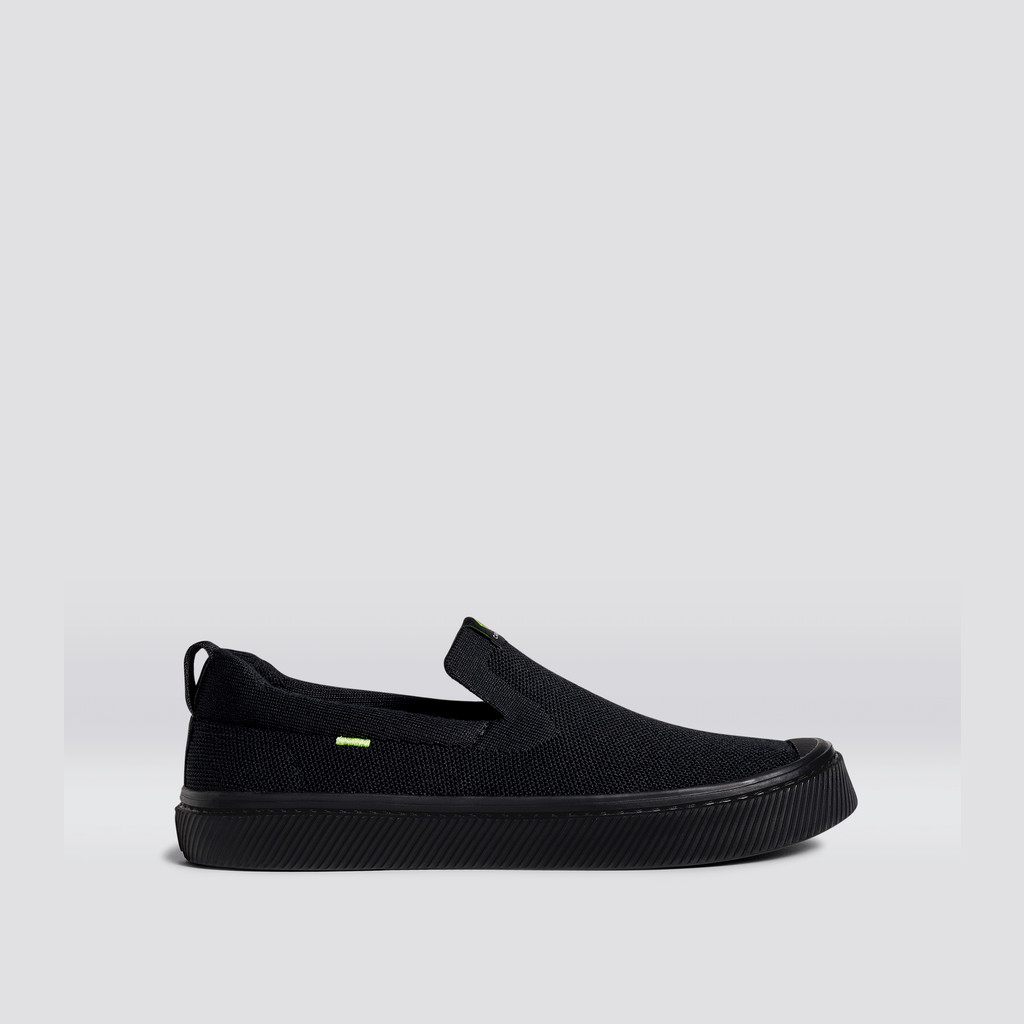 Cariuma Low Top Bamboo Weave Knit IBI Slip-On Herre Sort | 726CXQKSZ