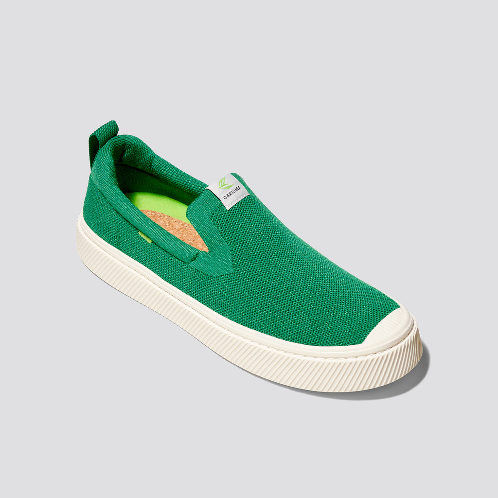 Cariuma Low Top Bamboo Weave Knit Vegan IBI Slip-On Herre Grøn | 013GTJEZS