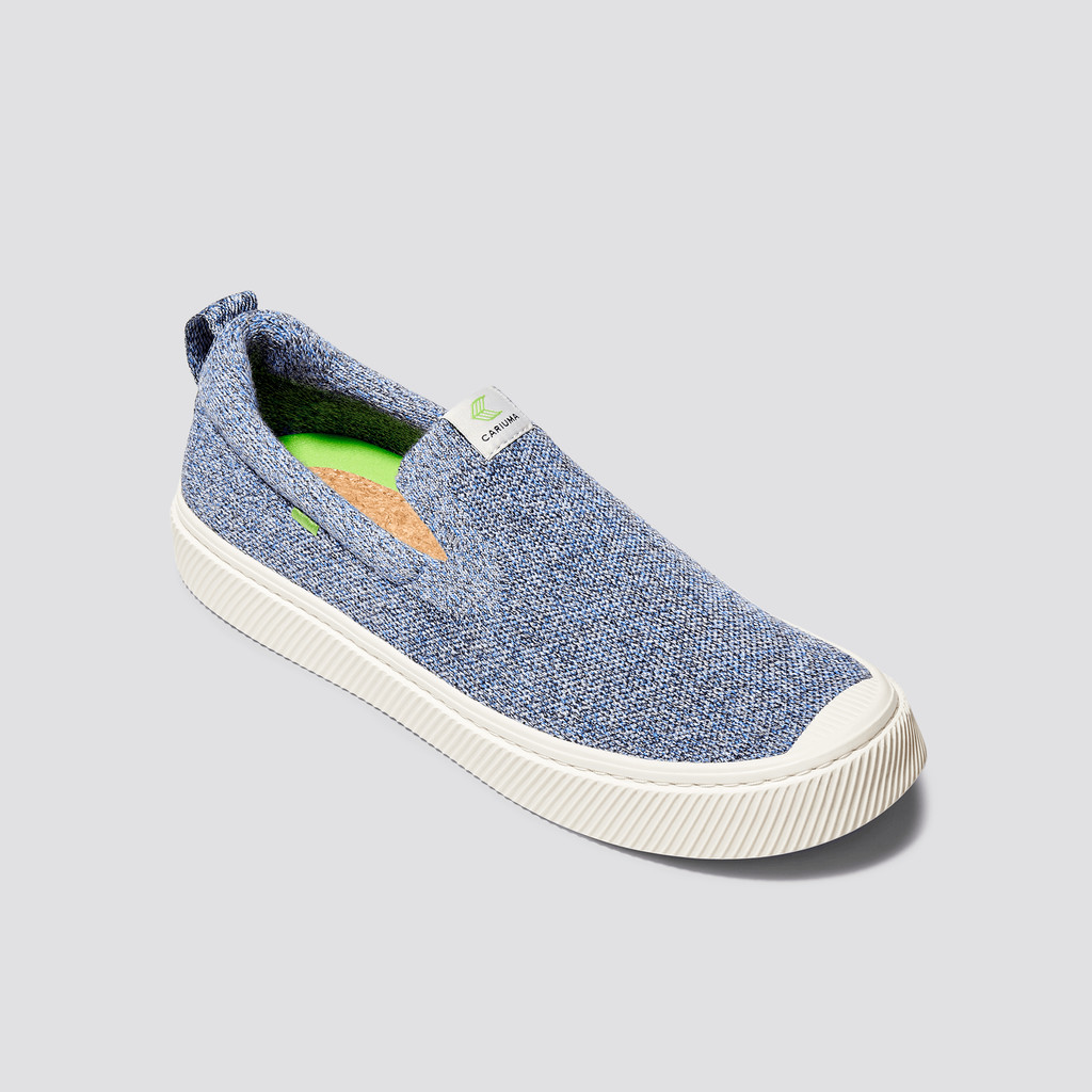 Cariuma Low Top Bamboo Weave Knit Vegan IBI Slip-On Dame Blå | 615BWVEPO