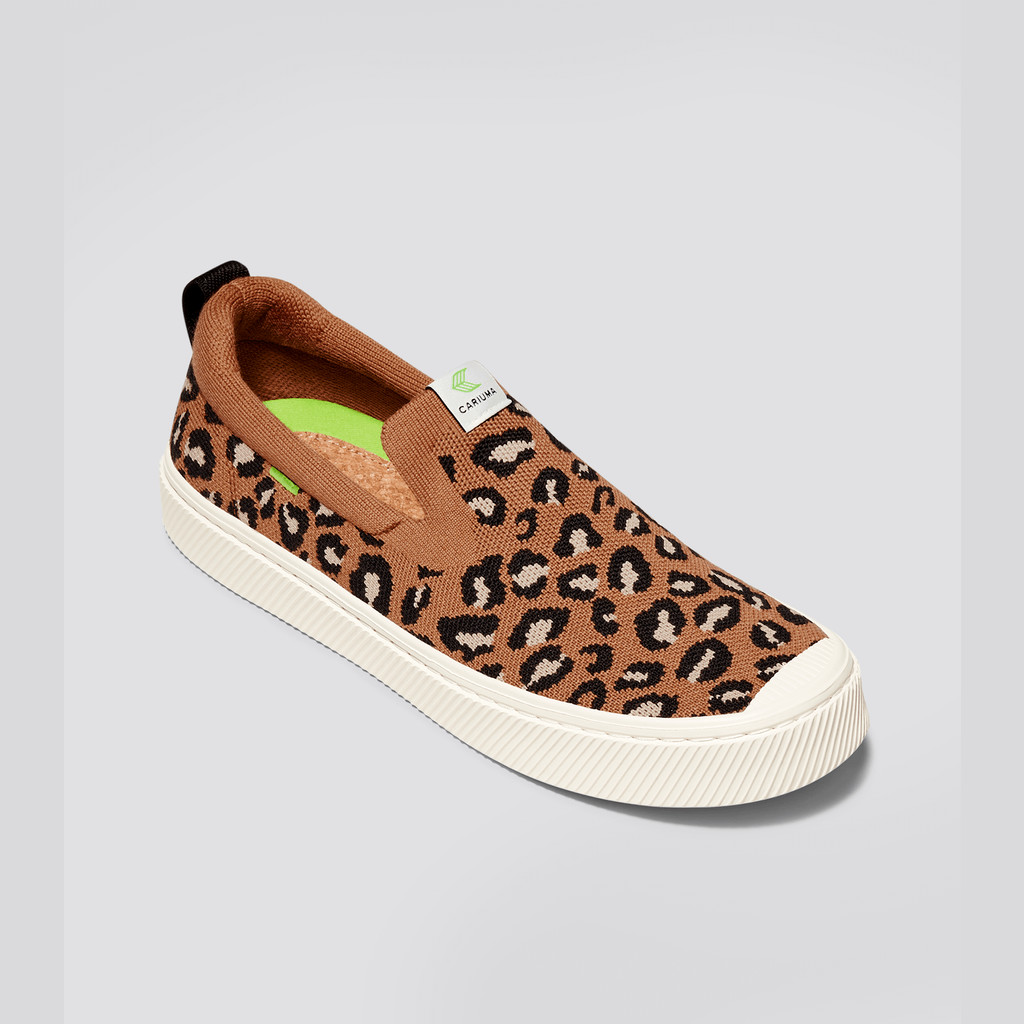 Cariuma Low Top Bamboo Weave Knit Vegan IBI Slip-On Dame Leopard | 931EKSBLW