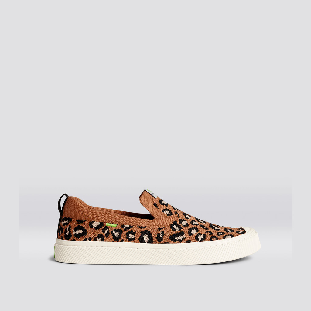 Cariuma Low Top Bamboo Weave Knit Vegan IBI Slip-On Dame Leopard | 931EKSBLW