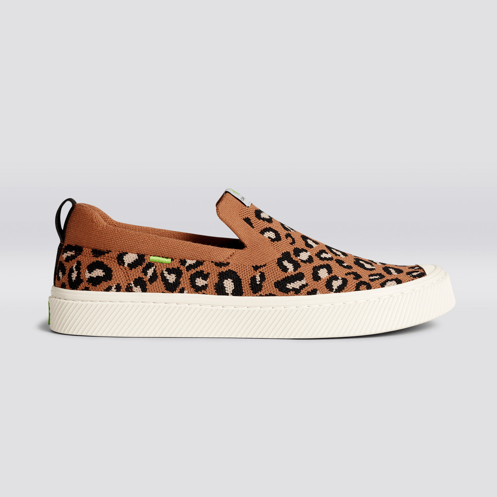 Cariuma Low Top Bamboo Weave Knit Vegan IBI Slip-On Dame Leopard | 931EKSBLW