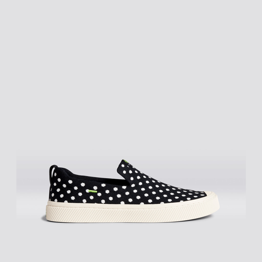 Cariuma Low Top Bamboo Weave Knit Vegan IBI Slip-On Dame Sort Hvide | 163HWLJAB