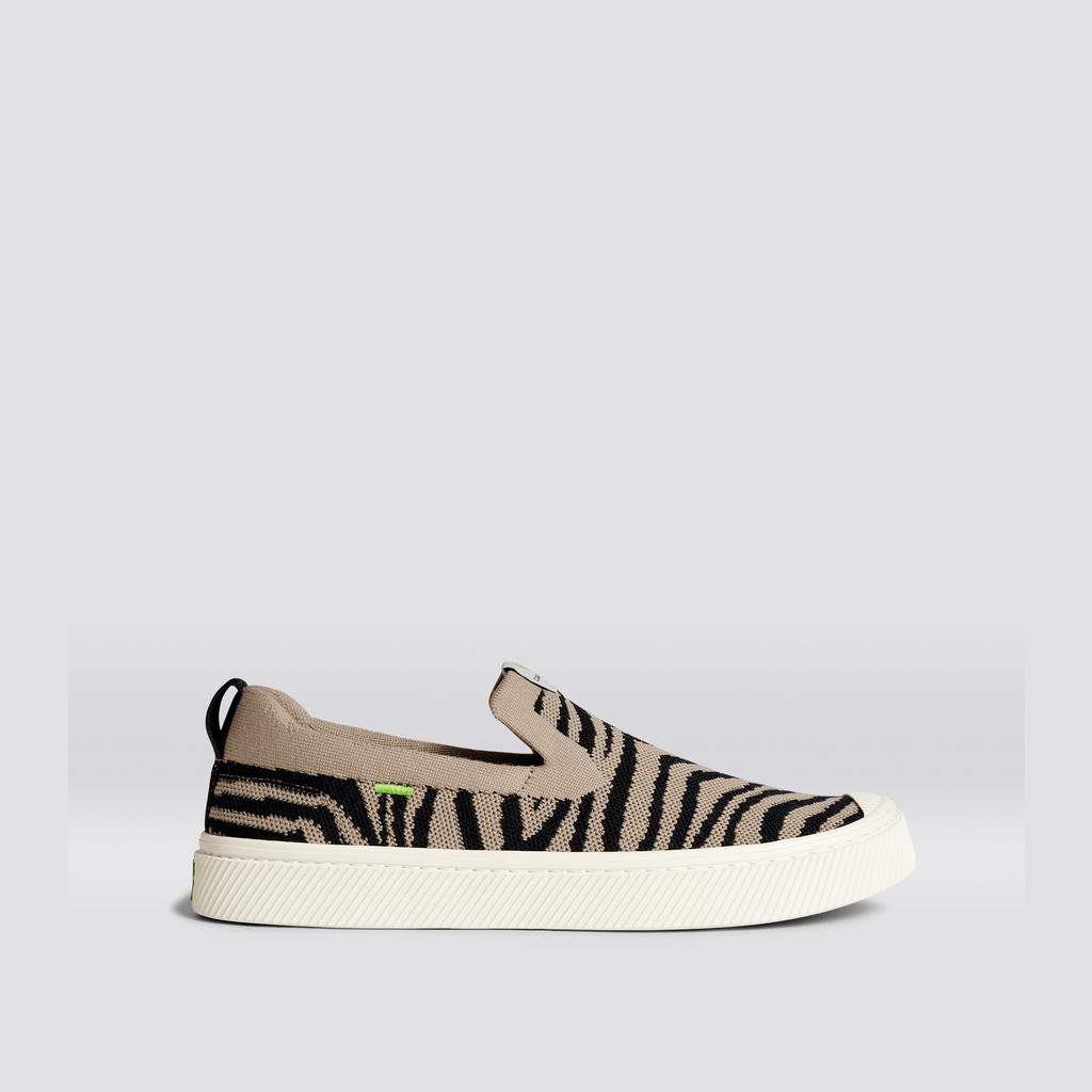 Cariuma Low Top Bamboo Weave Knit Vegan IBI Slip-On Herre Zebra Print | 609TQLUIX